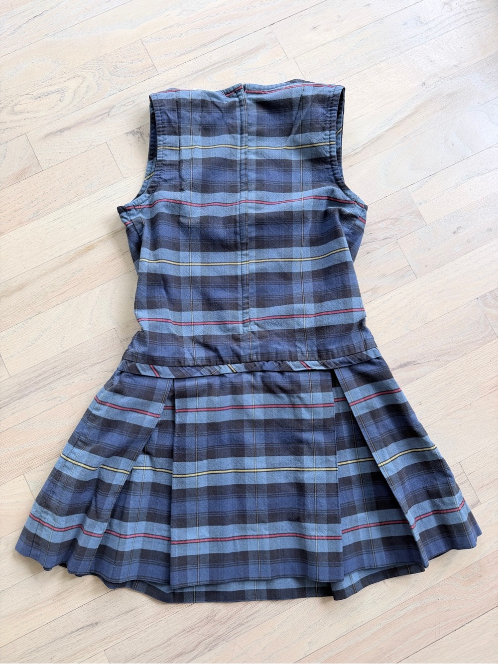 Girls Plaid Sleeveless Drop-Waist Dress in Blue - Picture 2 of 5